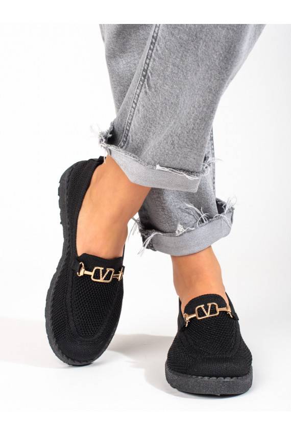 tekstiliniai moteriški mokasinai Shelovet juodos spalvos