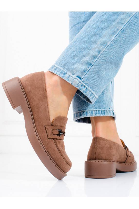 Moteriški mokasinai Potocki su platforma rudos spalvos