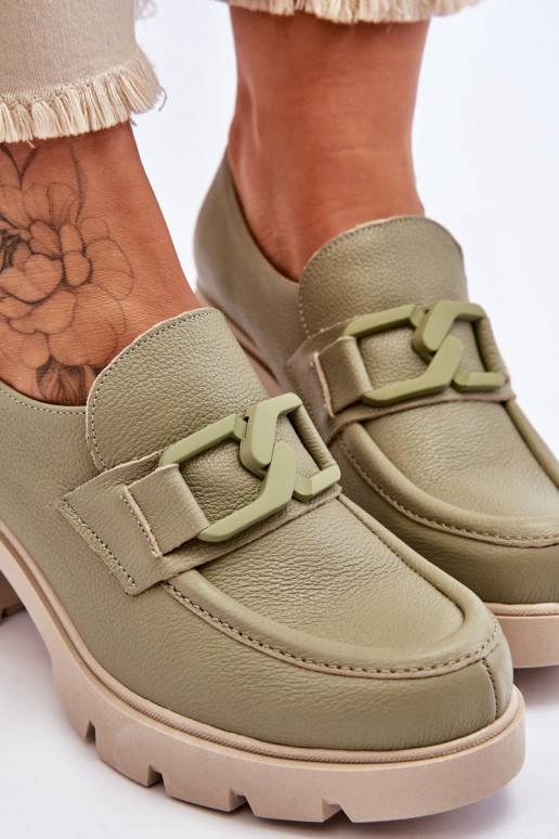 Elegantiško stiliaus batai su kulniukais su ornamentais žalios spalvos Harmell