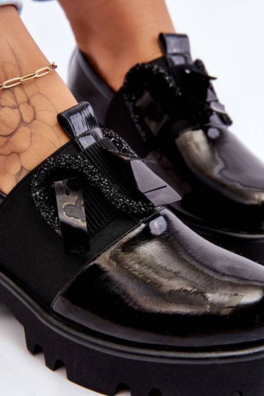 su lako efektu batai su gražiomis detalėmis juodos spalvos Keily