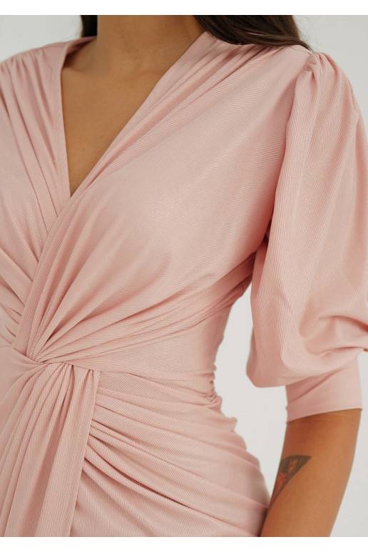 Zoela - spindinti rožinės spalvos MIDI suknelė