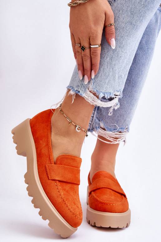 Klasikinio modelio iš zomšos batai Mokasinai oranžinės spalvos Corrin