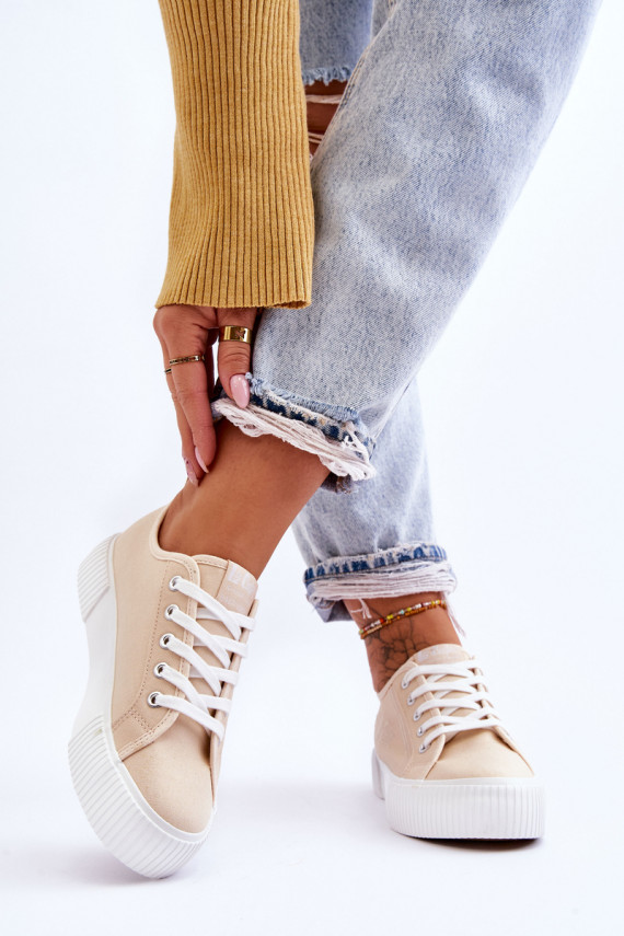 Patogūs laisvalaikio bateliai su platforma Lee Cooper LCW-23-31-1808L smėlio spalvos