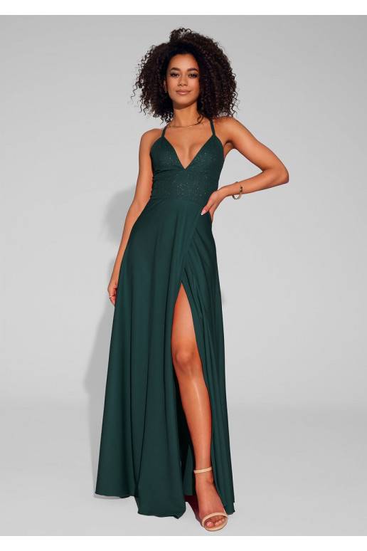 Selena - MAXI ilgio spindinti suknelė žalios spalvos Selena - MAXI ilgio spindinti suknelė žalios spalvos