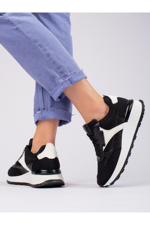   juodos spalvos sportiniai batai su aukšta platforma Shelovet