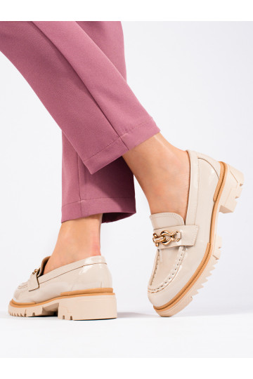 su lako efektu smėlio spalvos pusbačiai su aukso spalvos detalėmis Shelovet 2