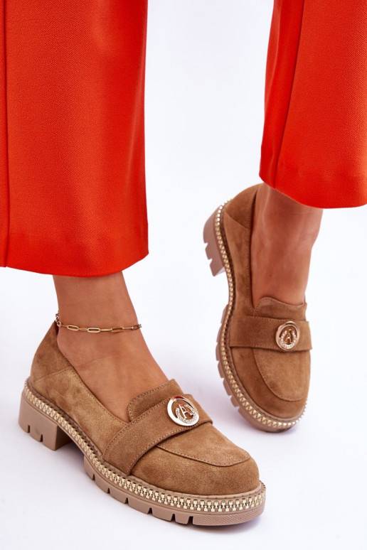 Elegantiško stiliaus iš zomšos Mokasinai smėlio spalvos Laverne