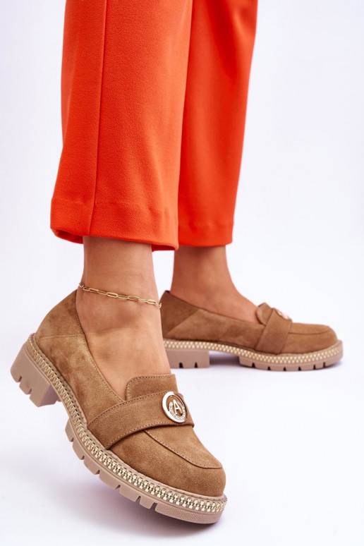 Elegantiško stiliaus iš zomšos Mokasinai smėlio spalvos Laverne