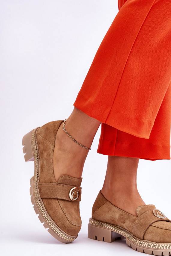 Elegantiško stiliaus iš zomšos Mokasinai smėlio spalvos Laverne