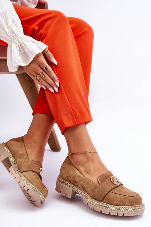 Elegantiško stiliaus iš zomšos Mokasinai smėlio spalvos Laverne