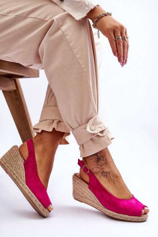 Zomšinės platforminės basutės rožinės spalvos Elsie