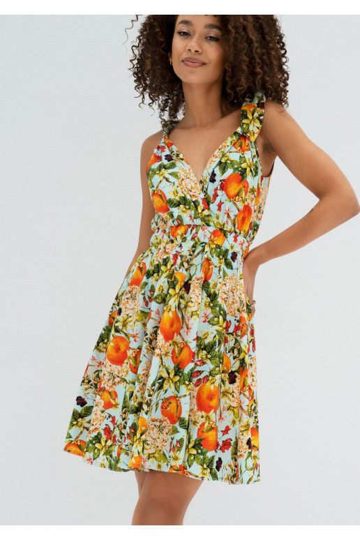 Alva - gėlėta vasariška MINI suknelė