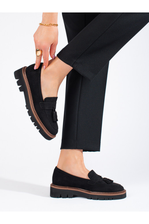 iš zomšos mokasinai Vinceza juodos spalvos