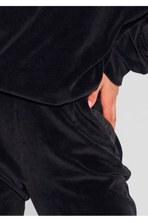 Fabi - juodos veliūrinės laisvalaikio kelnės