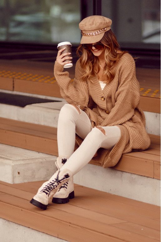 Šiltas ilgas mezgtinis kapučino spalvos 321970