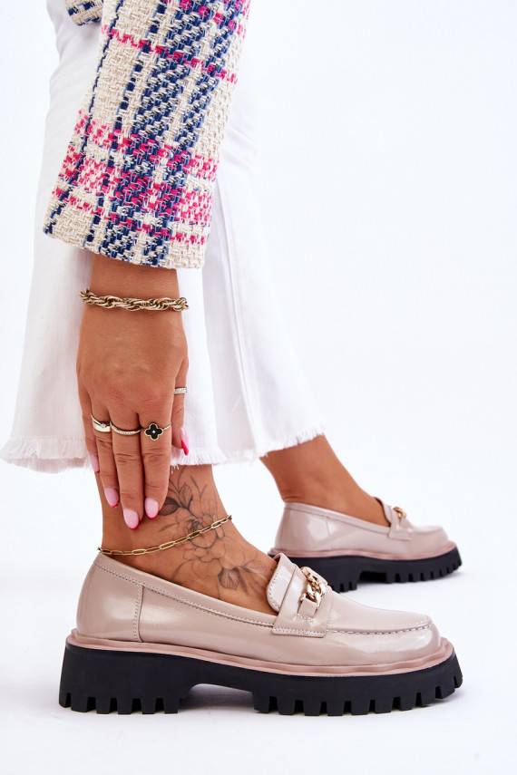 su lako efektu Mokasinai su platforma smėlio spalvos Ronin 