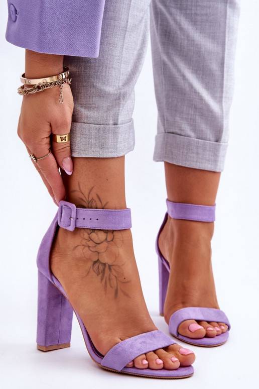 iš zomšos sandalai su kulniukais violetinės spalvos Jacqueline