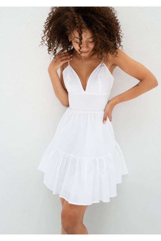 Alexa - baltos spalvos vasariška MINI suknelė