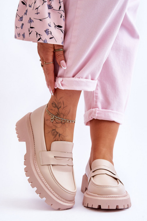   Įsispiriamo modelio Mokasinai su platforma smėlio spalvos Riverside