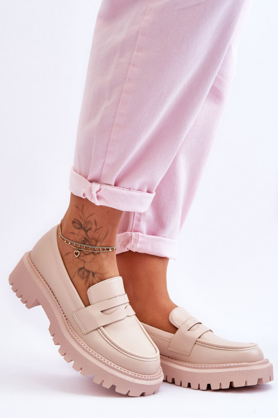   Įsispiriamo modelio Mokasinai su platforma smėlio spalvos Riverside