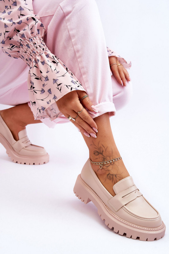   Įsispiriamo modelio Mokasinai su platforma smėlio spalvos Riverside