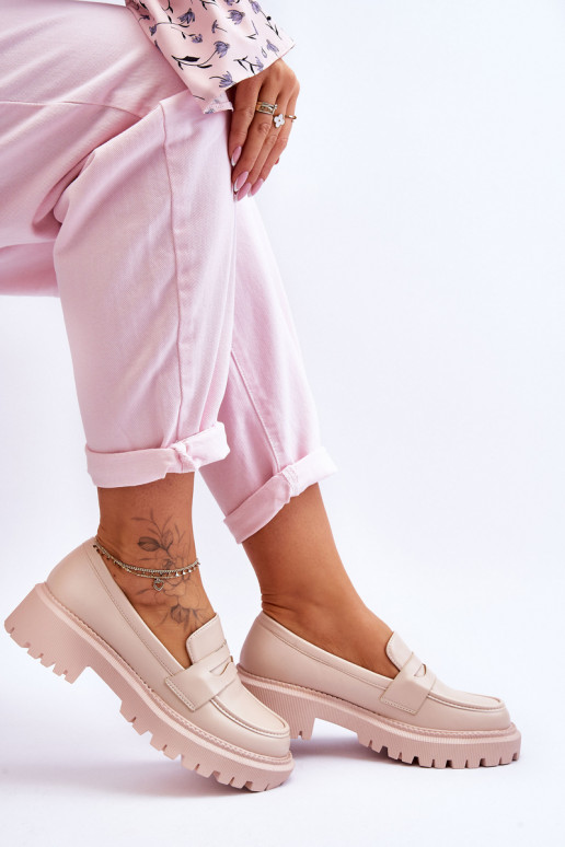   Įsispiriamo modelio Mokasinai su platforma smėlio spalvos Riverside