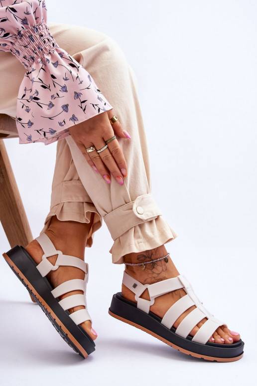   Wegańskie basutės su lipniais užsegimais  JJ285015 dramblio kaulo spalvos