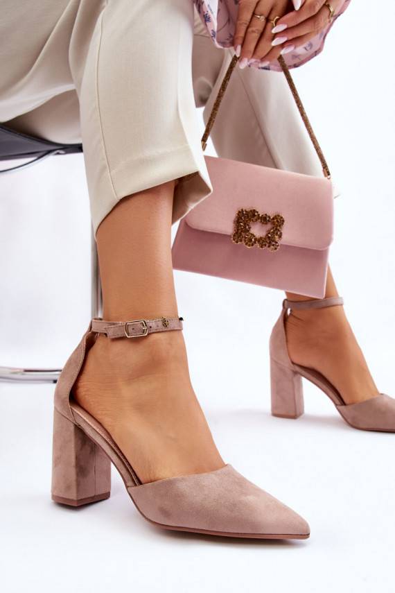 Zomšiniai bateliai su kulniukais smėlio spalvos Lexie