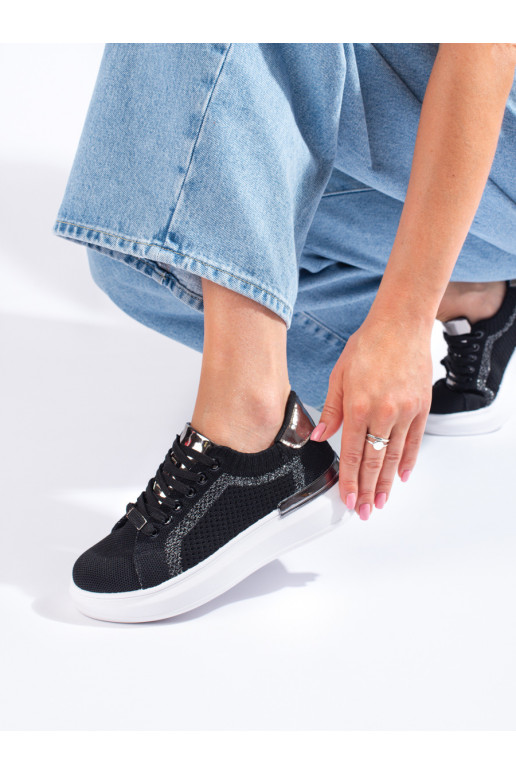tekstiliniai batai su platforma Shelovet juodos spalvos