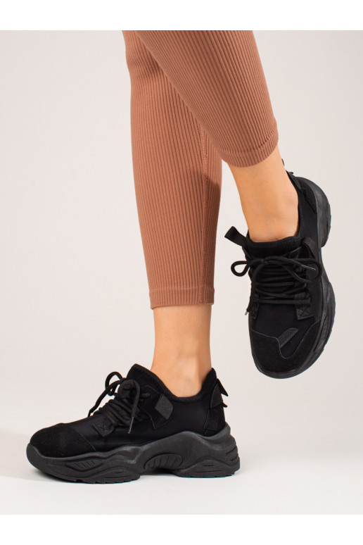 juodos spalvos Sneakers modelio batai su platforma Shelovet