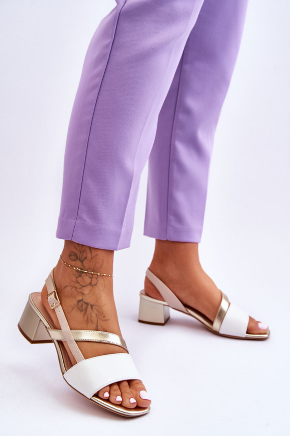 Moteriškos basutės  su kulniukais Sergio Leone SK826 Baltos-aukso spalvos