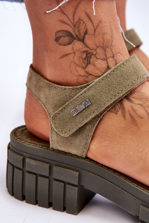   Zomšinės basutės Big Star LL276033 žalios spalvos