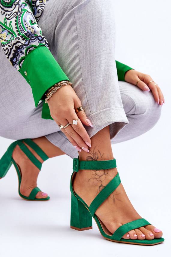   Zomšinės basutės su kulniukais žalios spalvos Lanes