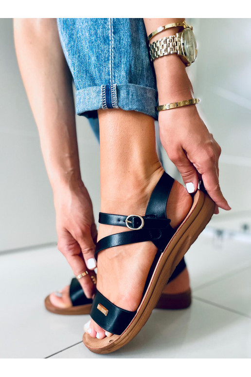 Moteriški sandalai/basutės LEAF BLACK