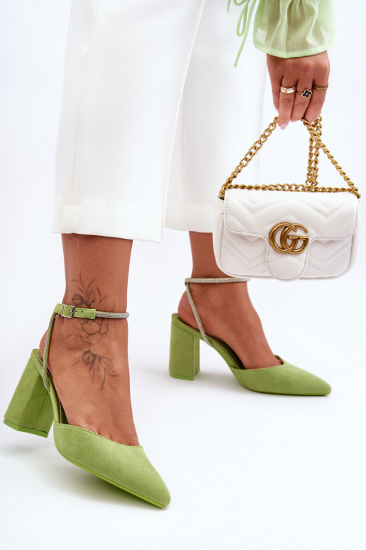 Zomšiniai bateliai  su dryžiaisem žalios spalvos Lirosa