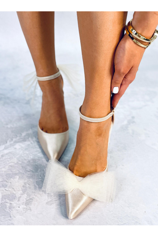 aukštakulniai bateliai su tiulio kaspinėliu SHEENA BEIGE aukštakulniai bateliai su tiulio kaspinėliu SHEENA BEIGE