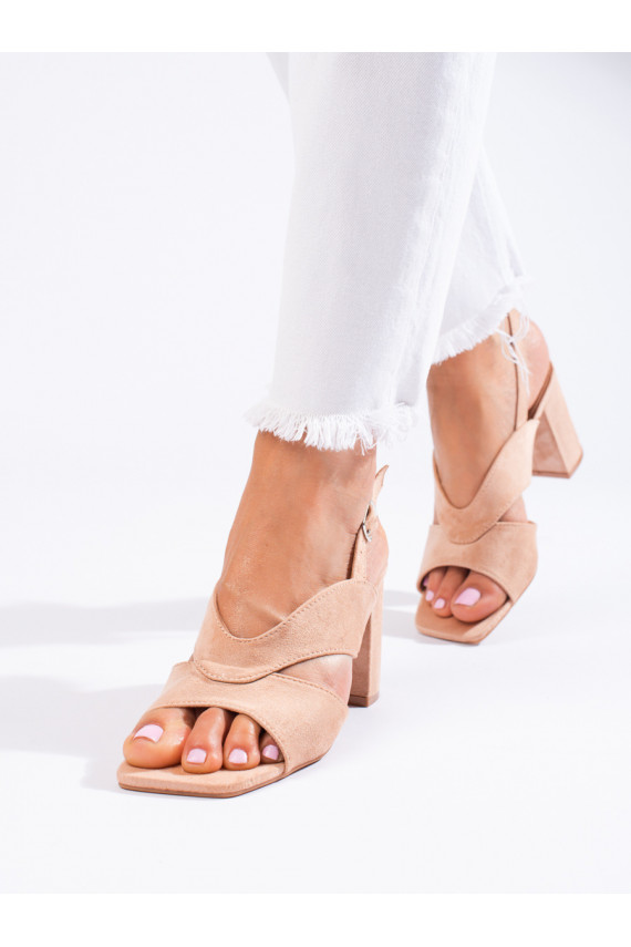 iš zomšos sandalai  smėlio spalvos Vinceza