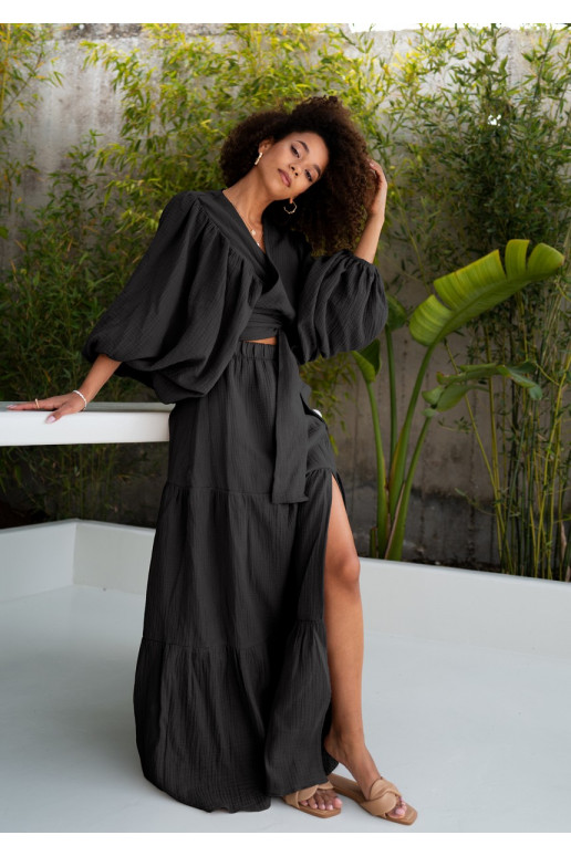 Capri - ilgas MAXI sijonas juodos spalvos