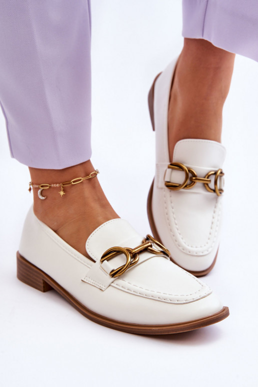 Klasikinio modelio moteriški mokasinai baltos spalvos Lorien