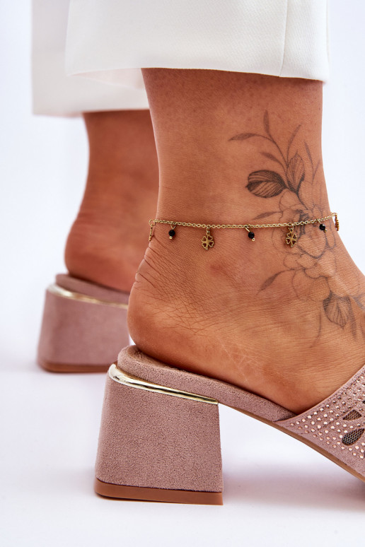 Šlepetės su kulniukais su tinkleliu S.Barski KV-612-1 Nude