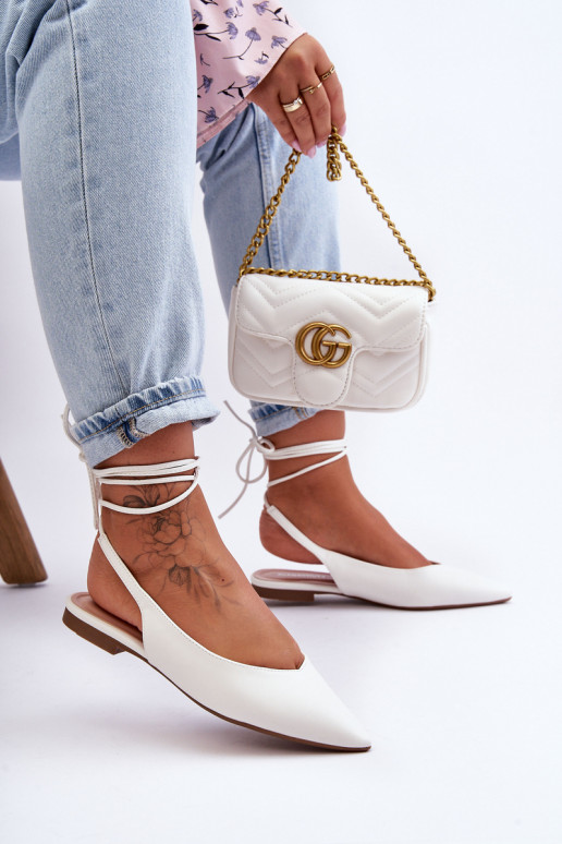   balerinos su kaspinėliais baltos spalvos Lilly Ann