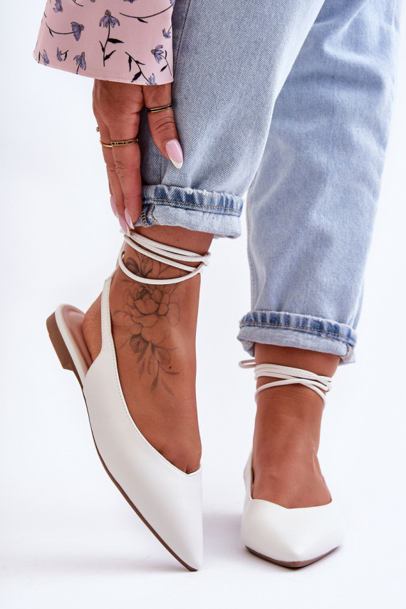 balerinos su kaspinėliais baltos spalvos Lilly Ann