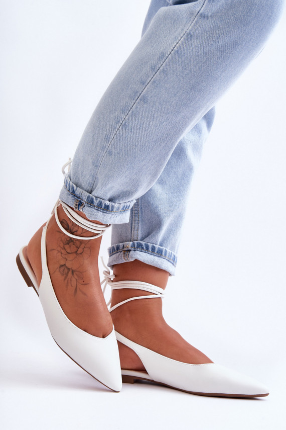   balerinos su kaspinėliais baltos spalvos Lilly Ann