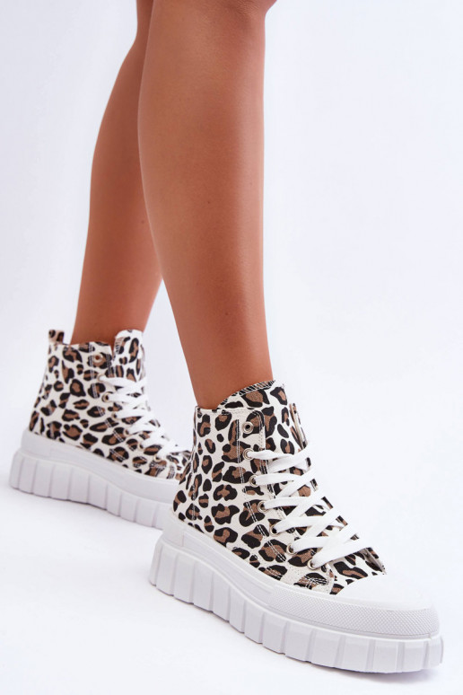   laisvalaikio batai su auliuku  Leopard baltos spalvos Florensi