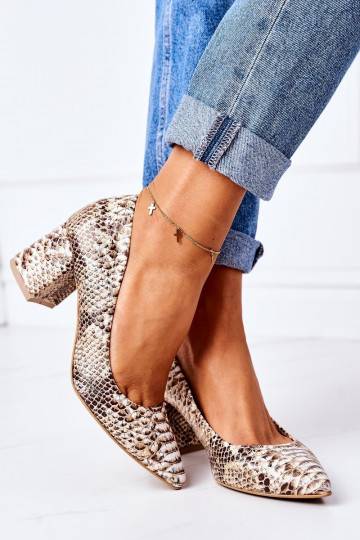Bateliai su gyvatės raštais  Shoes 2801 aukso spalvos 2