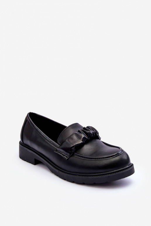   Mokasinai batai su plačiais kulniukais juodos spalvos S.Barski HY335