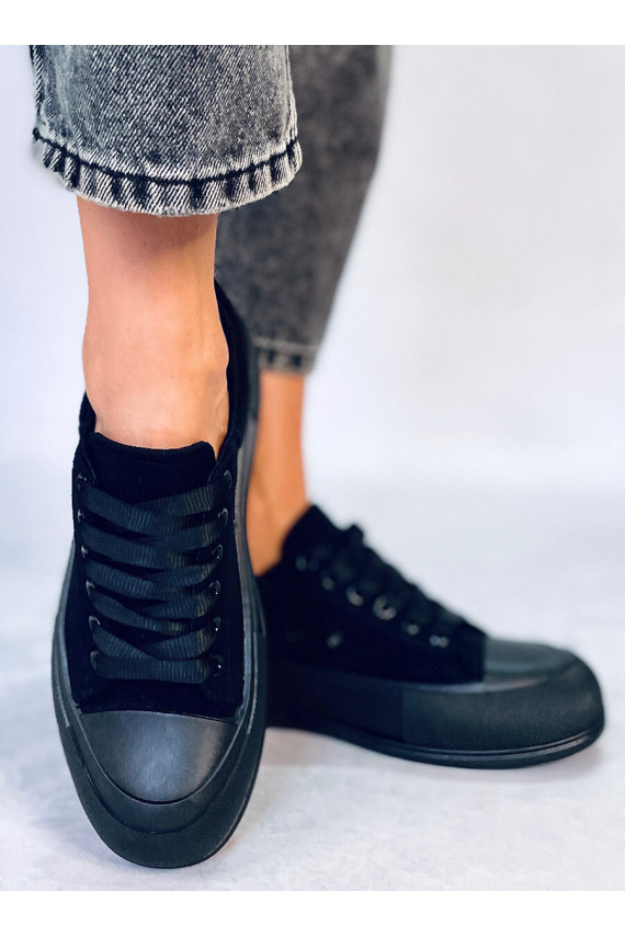 Juodos spalvos laisvalaikio batai TAKAO ALLBLACK su masyviu kulnu