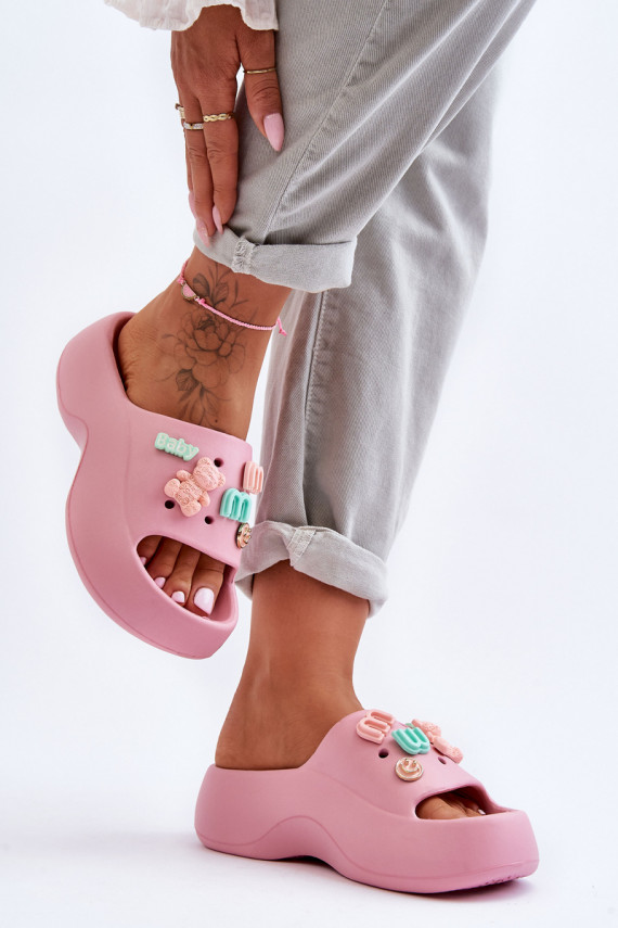 Miękkie Lengvos šlepetės su gražiomis detalėmis rožinės spalvos Lorie