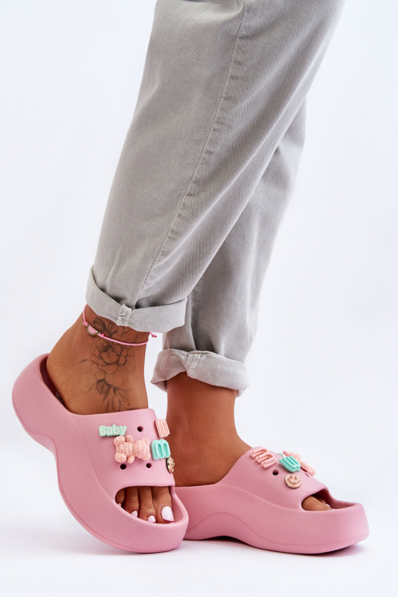 Miękkie Lengvos šlepetės su gražiomis detalėmis rožinės spalvos Lorie