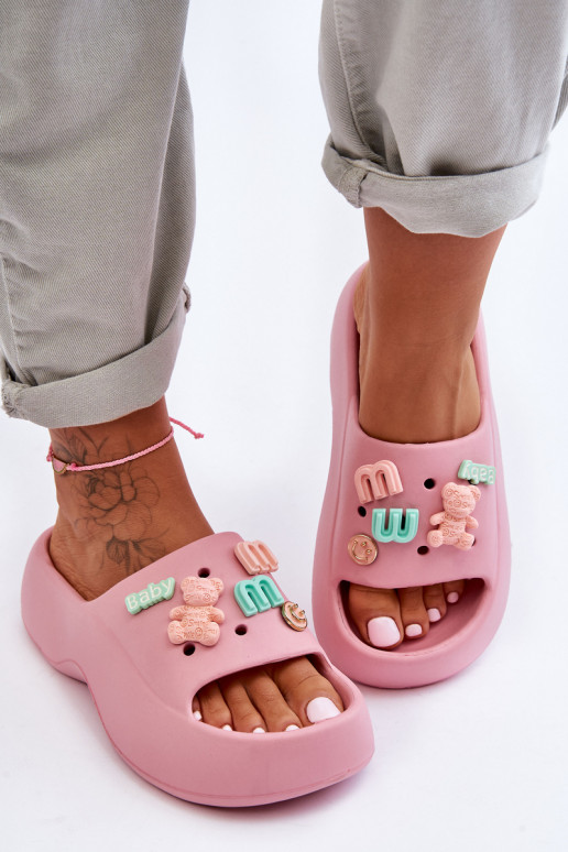 Miękkie Lengvos šlepetės su gražiomis detalėmis rožinės spalvos Lorie